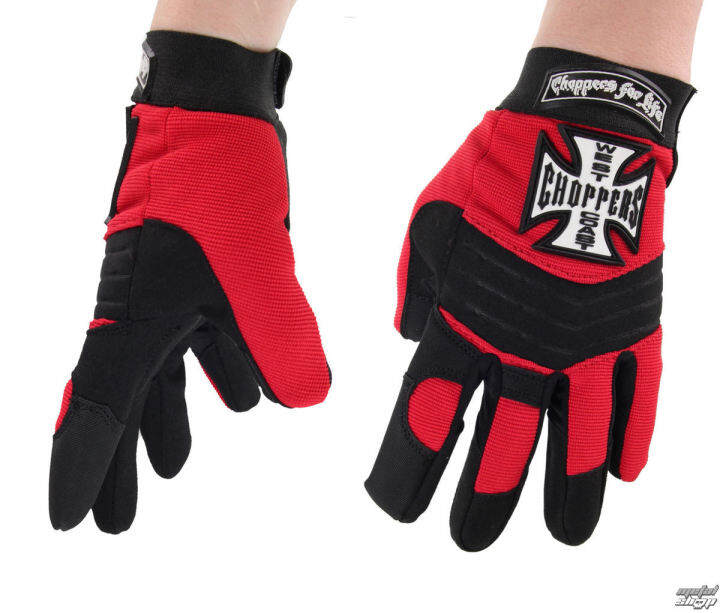 ถุงมือขับมอเตอร์ไซค์ West Coast Choppers รุ่น RIDING GLOVES BLACK/RED