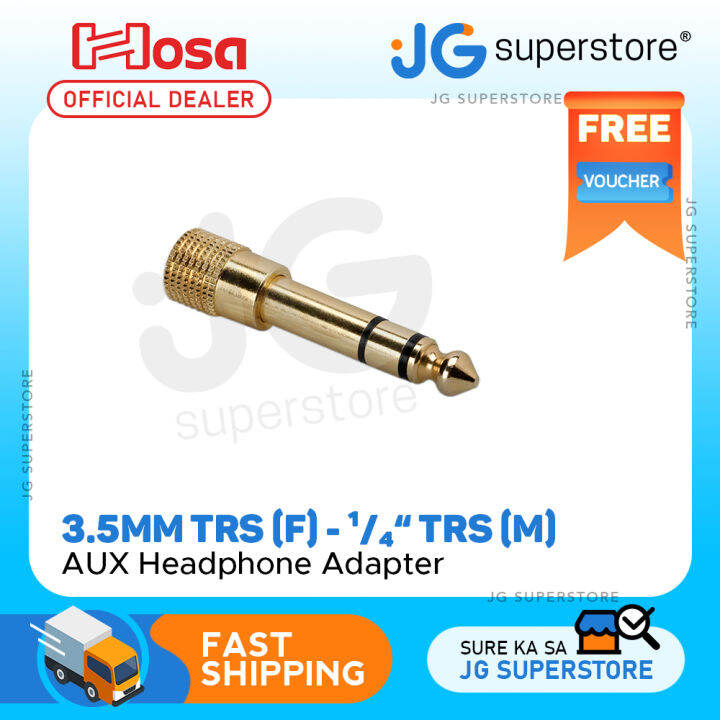 Hosa GHP105 3.5mm TRS Female to 1/4" TRS Male Audio AUX Adapter for