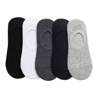 Mens Sports Socks Solid Color Cotton Boat Silicone Anti-Slip Shallow Mouth Invisible