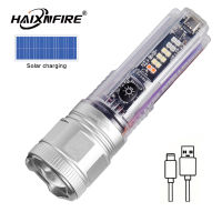 HaixnFire ไฟฉายชาร์จพลังงานแสงอาทิตย์ X36 XHP50ไฟ LED อัตโนมัติชาร์จ USB ตะเกียงตั้งแคมป์ไฟสัญญาณซูมด้วยเลนส์ซูมได้