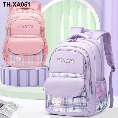 JK plaid flap elementary school schoolbag high-value one-two-three-four-five-six grade girls multi-layer backpack