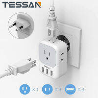 Philippines European Travel Adapter  USB Plug, TESSAN Thailand to EU Italy Spain France International Travel Power Plug with 4 Outlets 3 USB Ports, USB Charger Adaptor work for Most of Europe EU Russian Korea Iceland Germany Greece Charger Adaptor