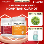 Combo Viên nhai Vitamin C 500mg Healthy Care và Viên uống Vitamin E giúp