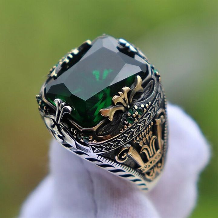 new-inlaid-emerald-men-39-s-luxury-ring-personality-retro-domineering-personality-ring-to-attend-the-banquet-party-jewelry