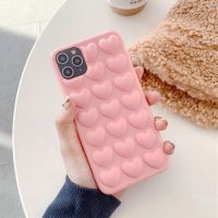 Ottwn 3D Love Heart Candy Color Phone Case For iPhone 12 11 Pro Max 12 Mini XS Max XR X 7 8 6 6s Plus Soft Silicone Back Cover