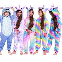 2022 Children Onesies Kids Unicorn Stitch Pajamas Animal Cartoon Blanket Sleepers Baby Cosplay Costumes Winter Boys Girls Jumpsuit