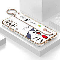 เคสโทรศัพท์poco m3 pro การ์ตูนโดเรม่อน Luxury Chrome Plated Soft TPU Square เคสโทรศัพท์แบบเต็มฝาครอบป้องกันกล้อง Anti Gores เคสยางสำหรับเด็กผู้หญิง