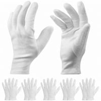 12/24 PCS White Cotton Gloves Stretchable Soft Working Protective Gloves Lining Cloth Gloves for Formal Costume Silver Gardening