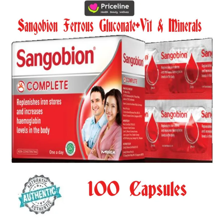 SANGOBION Ferrous Gluconate + Vit.& Minerals100 capsules Lazada PH