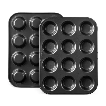 Walfos Silicone Cupcake Pan Set, 2-Piece Mini 24 Cups Muffin Baking Pan,  BPA Free and Dishwasher Safe, Non-stick , Great for Making Muffin Cakes,  Fat