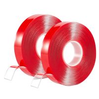 Acrylic Clear Double Sided Tape 2 PCS Heavy Duty Strong Adhesive Grip Tape Waterproof Removable No Trace Mounting Tape