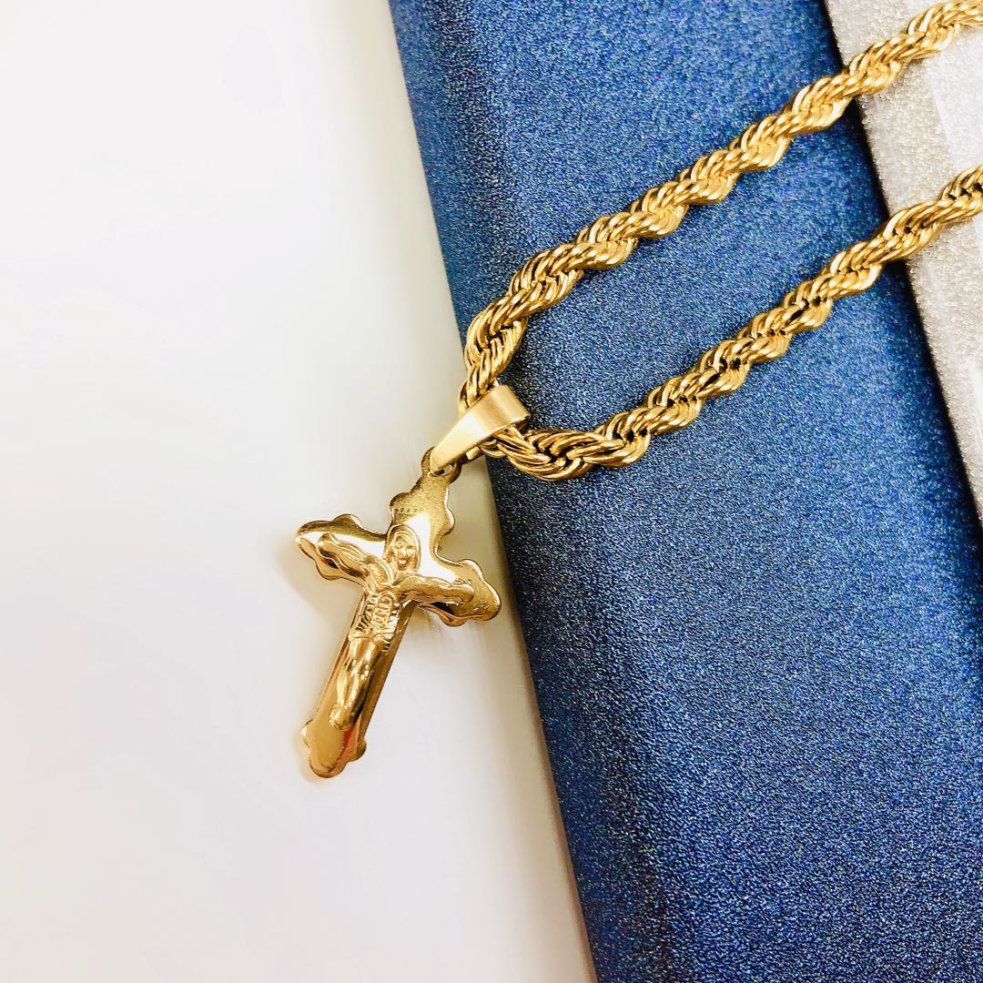 gold cross necklace rope cross gold cross necklace with gold chain 50 cm chain