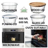 Borosilicate Glass 400 ml / 600 ml Food container with lid / Oven Container for Baking and Cooking / Glass Oven / Freezer Container   400 ml