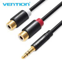 【COD】Vention สาย RCA 2 RCA หญิงถึง 3.5 มม. สายสัญญาณเสียงชายชุบทองสาย Aux สายแยกสัญญาณเสียงสเตอริโอ Y สำหรับเครื่องขยายเสียง 0.3M