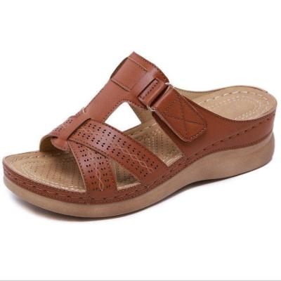 【CC】☸✘  Wedge Sandals Orthopedic Toe Anti-Slip Leather Female Platform Shoes