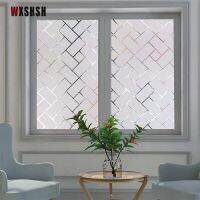 Square Pattern Decorative Film Static Cling Remove No-glue Privacy Protection PET Frosted Opaque For Bedroom Living Room Office Window Sticker and Fil