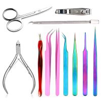 Multi-Type Stainless Steel Nail Art Tools Kit Cuticle Pusher Dead Skin Fork Gel Remover Nipper Tweezer Pedicure Manicure Set