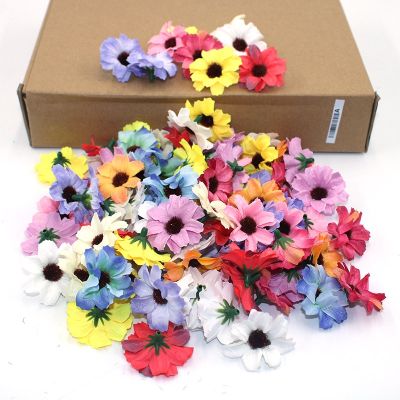 【cw】 50 pieces of 4 cm daisy head flower mini silk artificial flower home gerbera home decoration wedding decorationgarland head