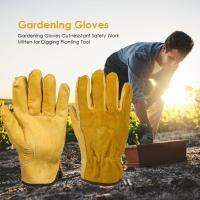 New Fashion Gardening Gloves Durable Thick and Strong Soft Cut-resistant Cowhide Leather Safety Digging Planting Work Tool