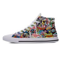 Vintage Comic Book Heroes 3D Print Novelty Design Lightweight High Top Canvas Shoes Men Women Casual Breathable Sneakers