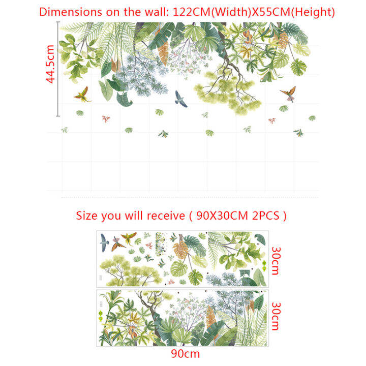 carmelun-สติ๊กเกอร์ติดผนังสำหรับห้องนั่งเล่นสติ๊กเกอร์ติดผนังรูปต้นไม้กระถางสติ๊กเกอร์ติดผนังใบหญ้า