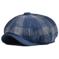 ﹍ Autumn Winter Plaid Thick Newsboy Hat Corduroy Beret Men Women England Gatsby Retro Hat Driver Flat Cap