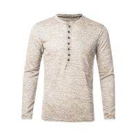 【New】 DIHOPE 2020 New Henley T-Shirts Men Solid Long Sleeve Fashion Design Slim Button Casual Outwear Popular T Shirt For Male 3XL ซื้อทันทีเพิ่มลงในรถเข็น