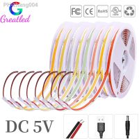 COB LED Strip Light DC5V 320Leds/m 8MM High Density Linear Lighting Flexible Tape RA90 Warm Natural White Red Blue Green Pink