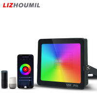 LIZHOUMIL สปอตไลท์สีสันไฟสนาม LED อัจฉริยะ4โหมด WIFI + บลูทูธ-ปรับความสว่างได้ (140X112X25มม./200X148X26มม.)