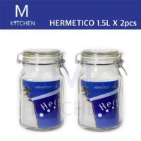 M Kitchen ขวดโหลแก้วฝาล็อค Hermetico ขนาด 1.5L  จำนวน 2ใบ