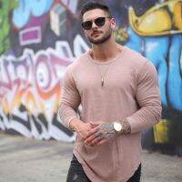 （Ready Stock）? Muscle Workout Brothers Mens Spring And Autumn Sports And Leisure Running Bottoming Thin Cotton Long-Sleeved T-Shirt Light Board Without Logo YY