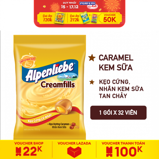 Kẹo alpenliebe hương caramel nhân kem sữa 105.6g 32v - ảnh sản phẩm 1