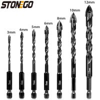 STONEGO Hard Alloy Cross Hex Tile Bits Set - 7PCS/10PCS Hole Openers for Wood Glass Porcelain Tile Concrete