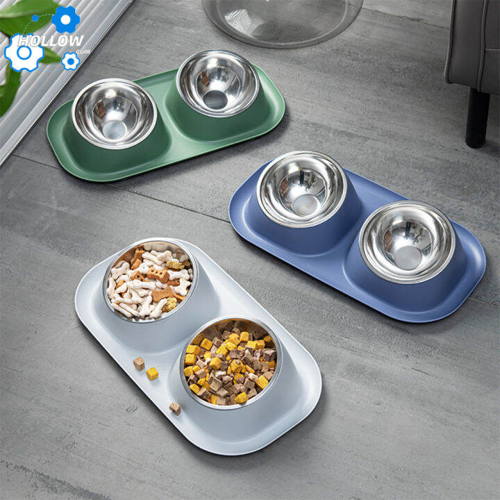 Dog Bowl Dog Basin Stainless Bowl 2 in 1 Food Basin Dog AntiTipping