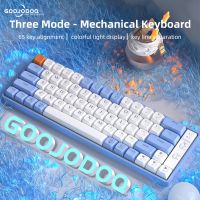 Wireless bluetooth Mechanical Keyboard Gaming Keyboard PBT Keycaps Hot Swappable 65Keys RGB Light for PC Laptop detachable cable