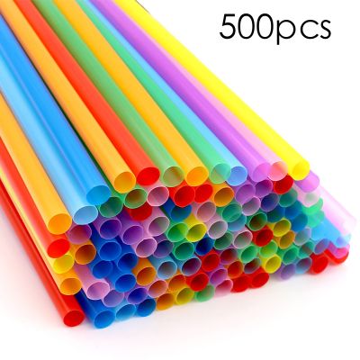 ✠☜ 100/200/300/500pcs Multicolor Plastic Disposable Straws For Parties/bar/beverage Shops/home Straw Striped Drinking Straws