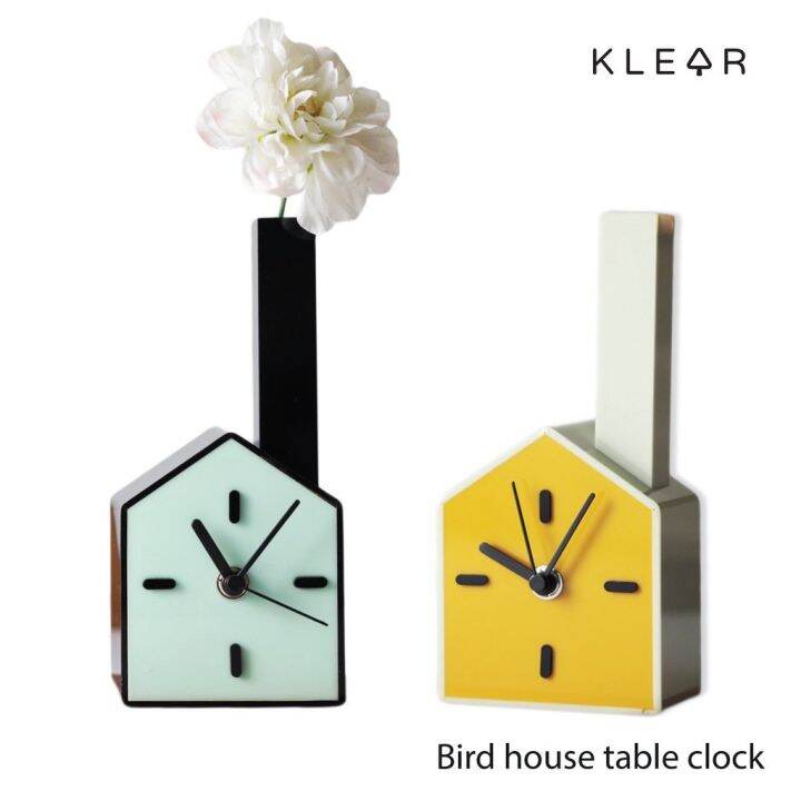 klearobject-bird-house-table-clock-นาฬิกาตั้งโต๊ะ-นาฬิกาแขวนผนัง-นาฬิกาอะคริลิค-นาฬิกาอะคริลิค-นาฬิกา-นาฬิการุ่นเล็ก-ตกแต่งโต๊ะทำงาน