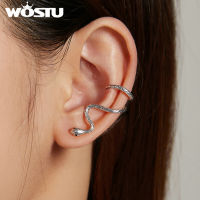 WOSTU New 925 Sterling Silver Long Magical Snake Earrings 1pcs Simple Studs Earrings For Women Silver Fine Jewelry CTE510