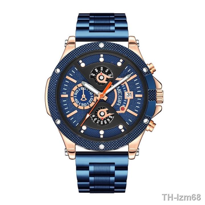 นาฬิกา-megir2023-steel-strip-waterproof-luminous-multi-functional-sports-watch-male-men-watch