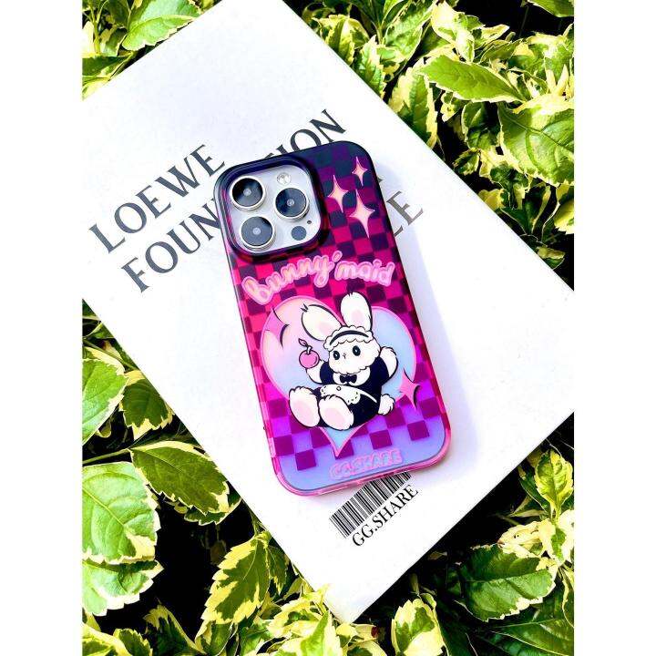 สำหรับ-iphone-กระต่ายน่ารักกับลูกไม้-ซิลิโคนเคสโทรศัพท์เลเซอร์แบบนิ่ม-for-iphone14-13-12-promax-14-13-12-11pro-xsmax-xr-x-xs-7-plus-8plus-ป้องกันการชนกันcase