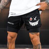 ▼ European American Mens Shorts Smiling Face Printed Casual Pants Sports Fitness Performance Pants Beachwear Basketball Shorts