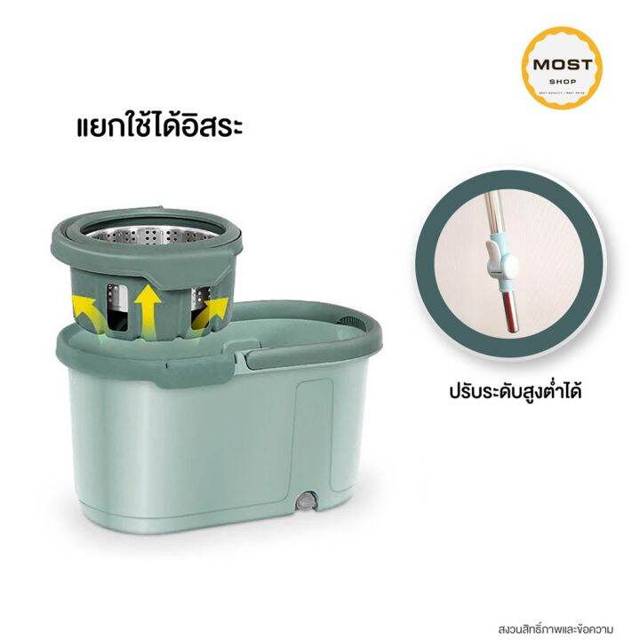 ส่งเร็ว-spin-mop-ไม้ถูพื้นพร้อมถังปั่นสแตนเลส-ชุดถังปั่น-ถังปั่นไม้ม็อบ-ถังปั่นถูพื้น-ไม้ม็อบถูพื้น-พร้อมผ้า-2-ผื่น