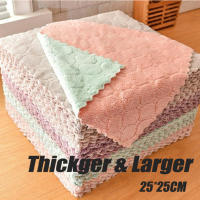 【25*25ซม.Thickger &amp; Larger】Towels Coral ขนแกะ Rag ผ้าขนหนูสองด้านเด็กอาบน้ำ Towl ทารก Bib ครัวเช็ดผ้าชุดแผ่นขัดถูชุดผ้าขนหนู