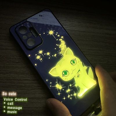 Lovely Cat Kitten LED Phone Coque Capa For Xiaomi Mi 12T 11T 10T Pro POCO X3 X4 Pro F4 GT F3 F5 LED Flash Call Light Phone Case