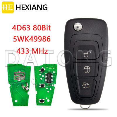 HE Xiang รถรีโมทคอนล Smart Key สำหรับ Ford Focus Fiesta 2013 Transit Mondeo C Max 433MHz 4D604D63เปลี่ยน Flip Key