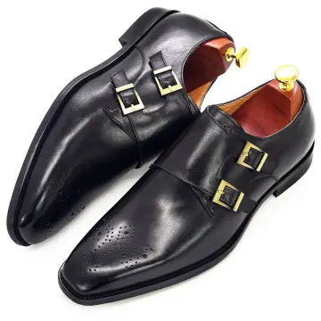 Mens black strap on sale shoes