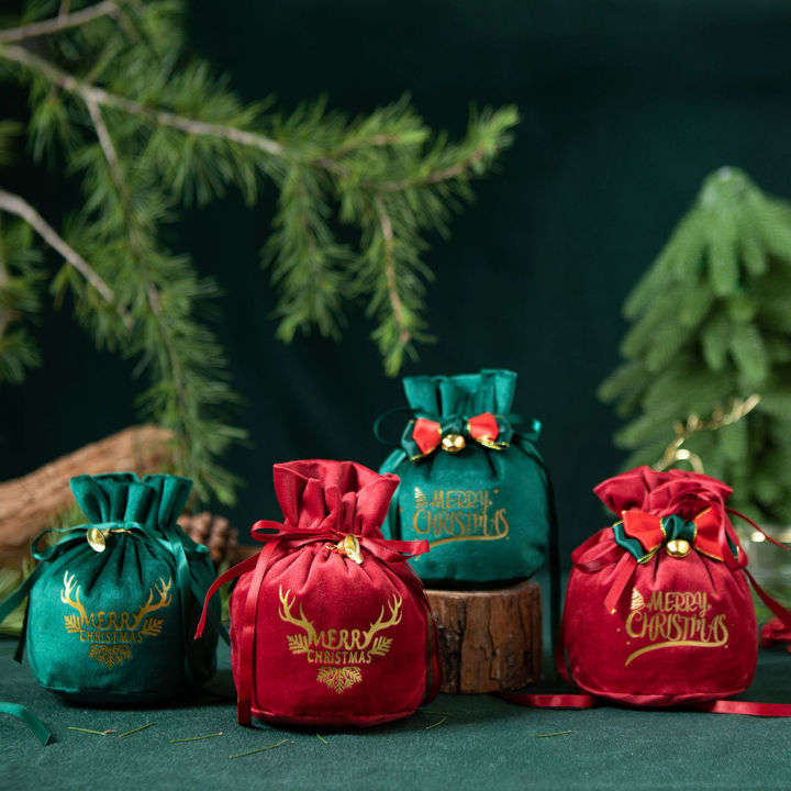 abl-ถุงซานตาผ้ากำมะหยี่คริสต์มาสบรรจุภัณฑ์ของขวัญซานตาคลอสคุกกี้บิสกิตปีใหม่