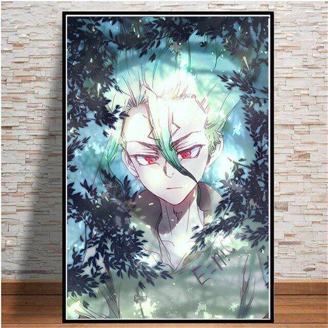 อะนิเมะ-dr-stone-ishigami-senku-shio-tsukasa-ภาพวาดผ้าใบโปสเตอร์-wall-art-สำหรับห้องนั่งเล่นตกแต่งบ้าน