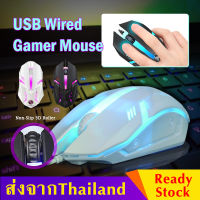 เมาส์เกมมิ่ง เมาส์ เม้าส์เล่นเกมส์ Optical Macro Key RGB Gaming Mouse เมาส์มีไฟ เมาส์เกมคอมพิวเตอร์เดสก์ท็อปแบบมีสาย มีไฟRGBเสียงปุ่มเงียบ สีขาว/ดำ B48