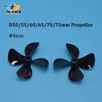 1 buah 4mm RC perahu empat pisau dayung positif/terbalik perahu baling-baling kekuatan tinggi sekrup D50/55/60/65/70/75mm